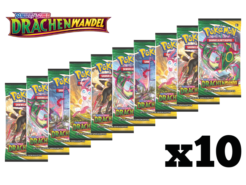 drachenwandel booster box Pokémon 10x Boosterpack-Bundle - Schwert & Schild