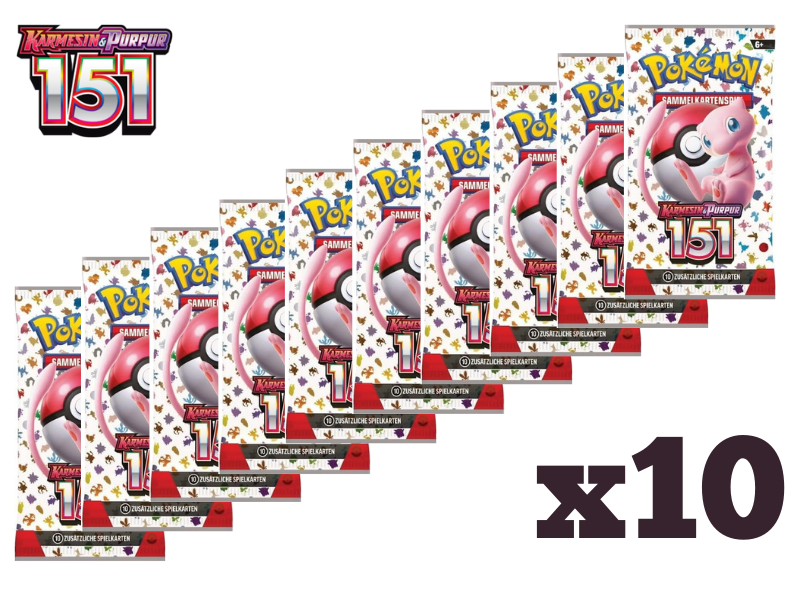 Pokémon 10x Boosterpack-Bundle Karmesin & Purpur - 151