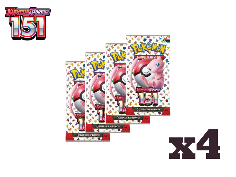 Pokémon 4x Boosterpack-Bundle Karmesin & Purpur - 151