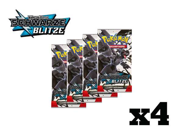 Pokémon 4x Boosterpack-Bundle Karmesin & Purpur – Schwarze Blitze