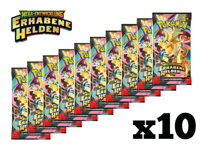 Pokémon 10x Boosterpack-Bundle - Mega-Entwicklung - Erhabene Helden