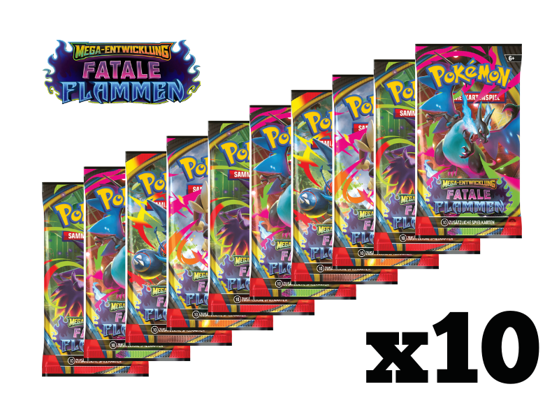Pokémon 10x Boosterpack-Bundle  Mega-Entwicklung - Fatale Flammen