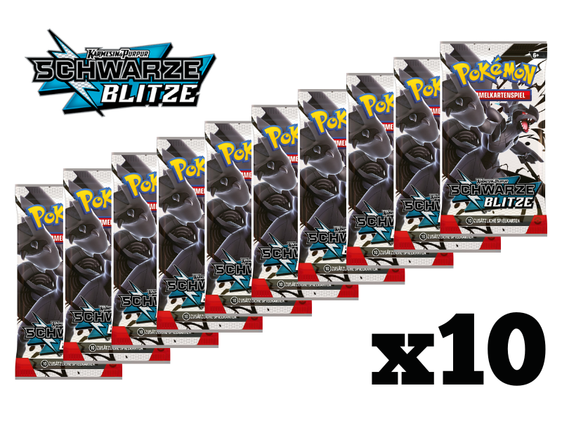 Pokémon 10x Boosterpack-Bundle Karmesin & Purpur – Schwarze Blitze