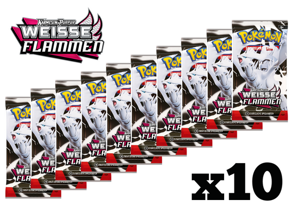 Pokémon 10x Boosterpack-Bundle Karmesin & Purpur – Weiße Flammen