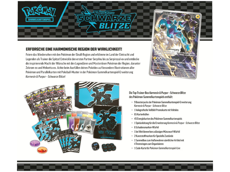 Pokémon Top-Trainer-Box Karmesin & Purpur – Schwarze Blitze
