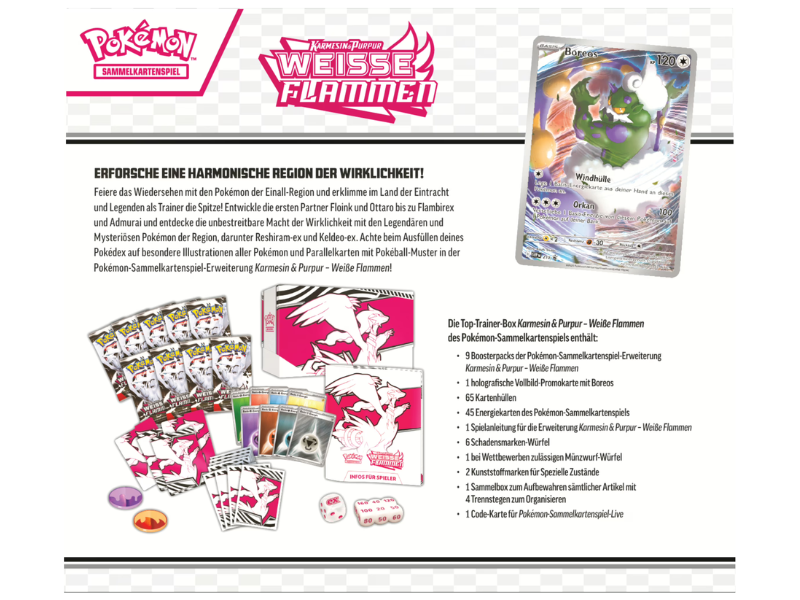 Pokémon- Top-Trainer-Box Karmesin & Purpur – Weiße Flammen